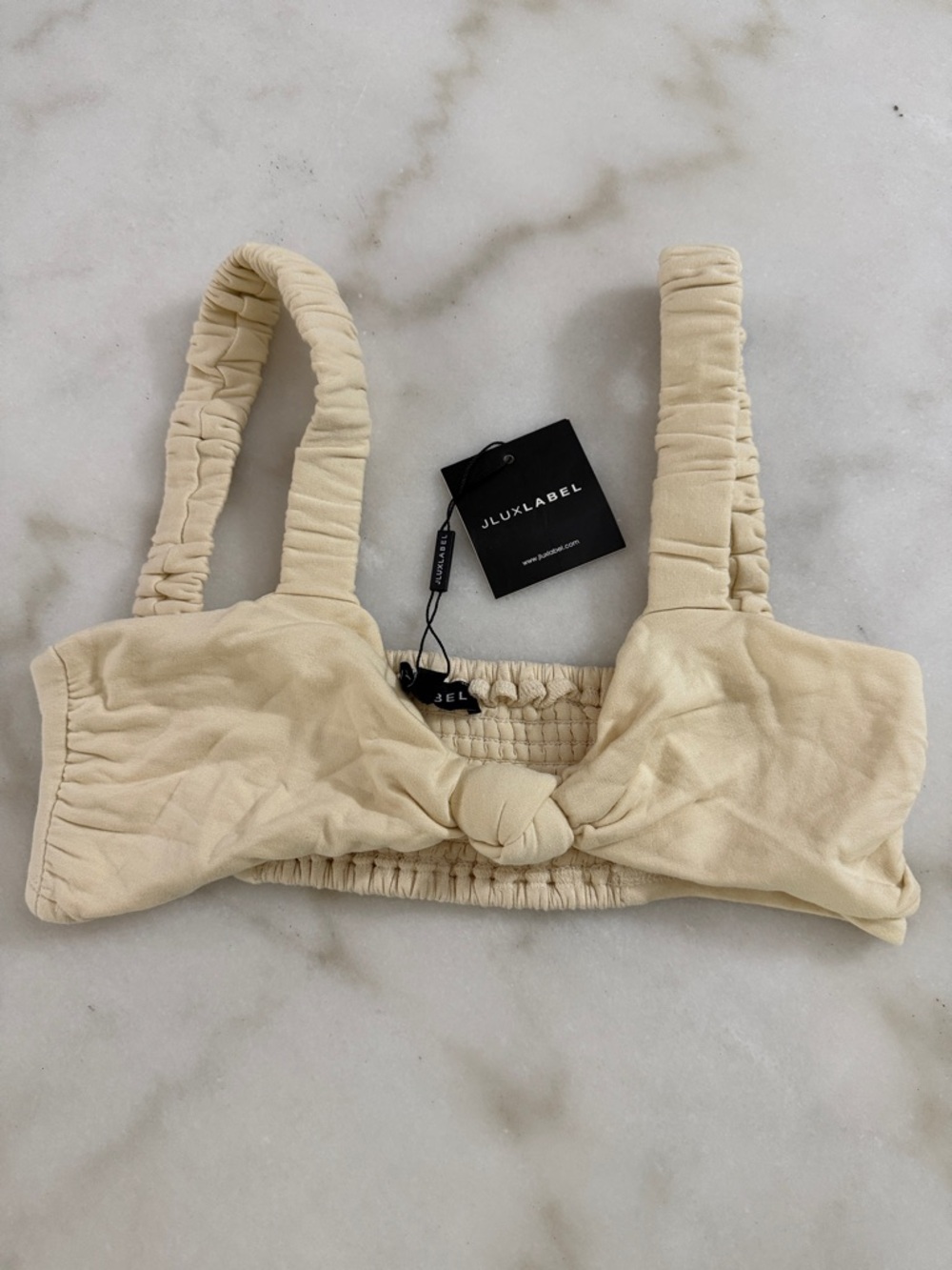 JLUXLABEL Cream Knot Bralette Bikini Top